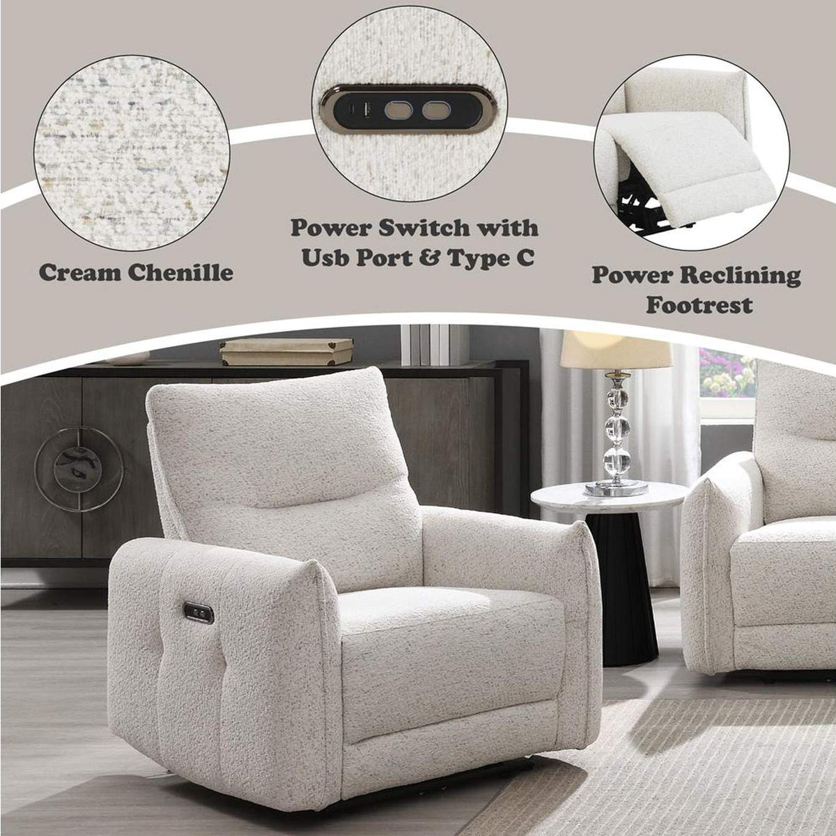LV04782 Lalisa Power Motion Recliner with USB Port