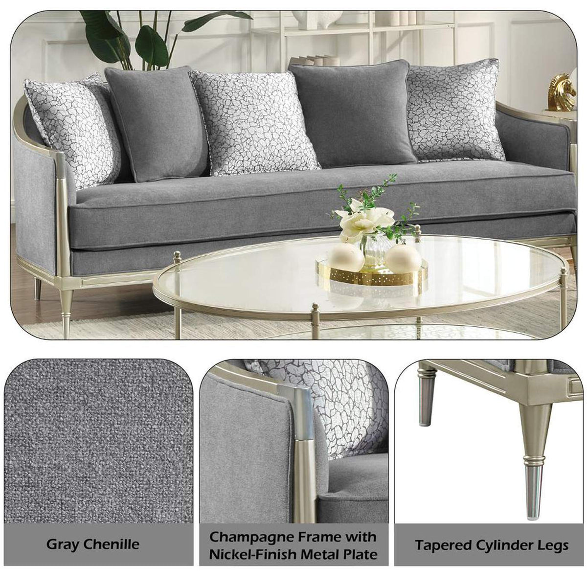 LV04820 Fernando Sofa with 5 Pillows