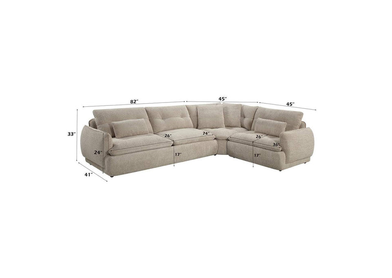 LV04840 Jonina Sectional Sofa with 4 Pillows
