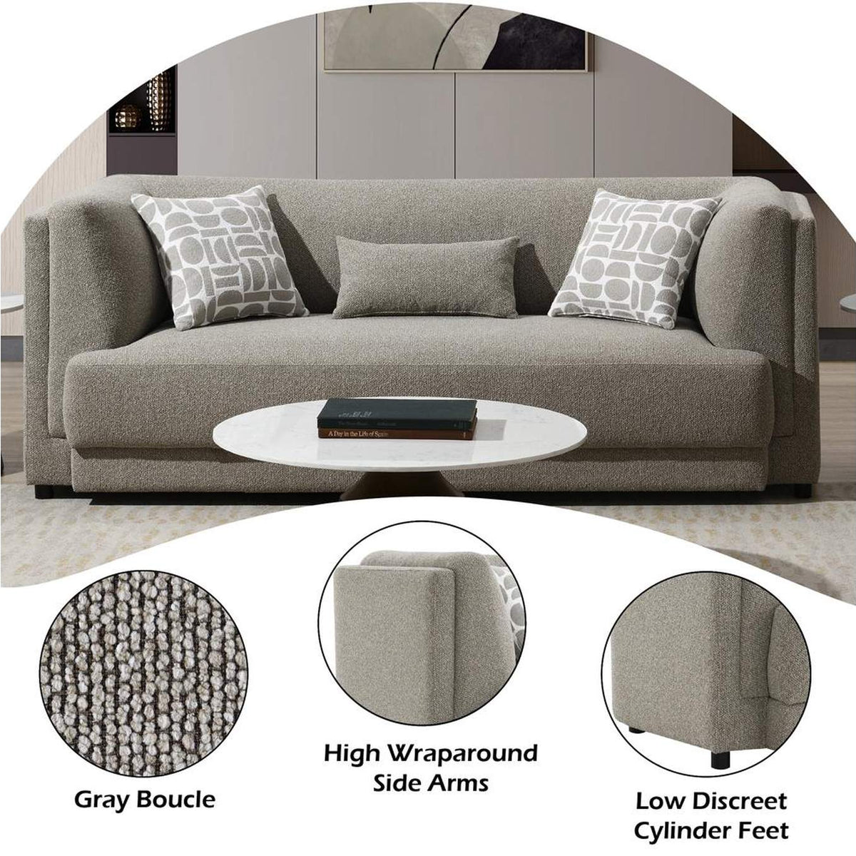 LV05380 Glenda Sofa with 3 Pillows