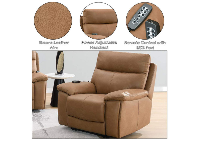 LV05872 Chavis Power Motion Recliner with USB and Power Headrest
