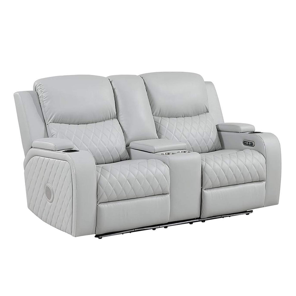 LV05901 Elonzo Power Motion Loveseat with Console, Led, Power Headrest and Speaker