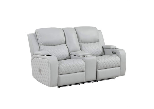 LV05901 Elonzo Power Motion Loveseat with Console, Led, Power Headrest and Speaker