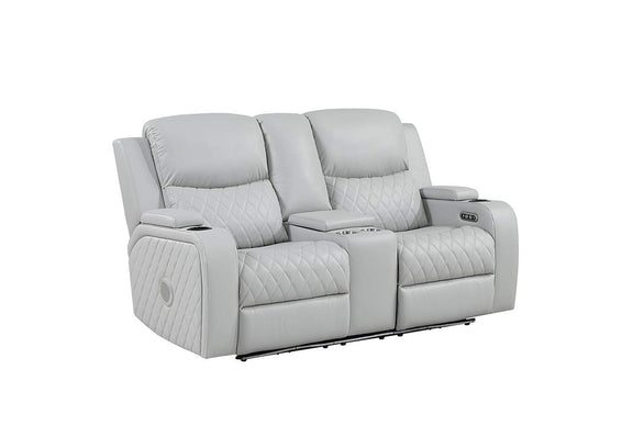 LV05901 Elonzo Power Motion Loveseat with Console, Led, Power Headrest and Speaker