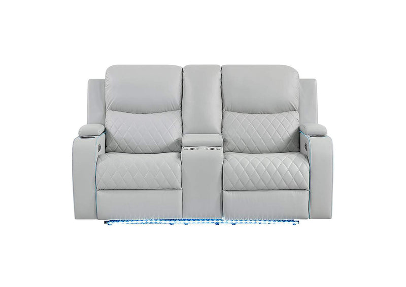LV05901 Elonzo Power Motion Loveseat with Console, Led, Power Headrest and Speaker