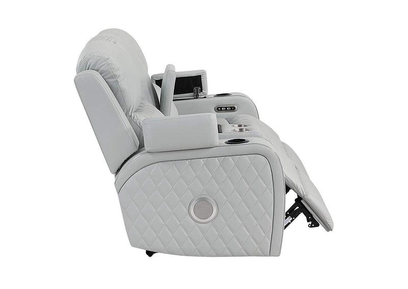 LV05901 Elonzo Power Motion Loveseat with Console, Led, Power Headrest and Speaker