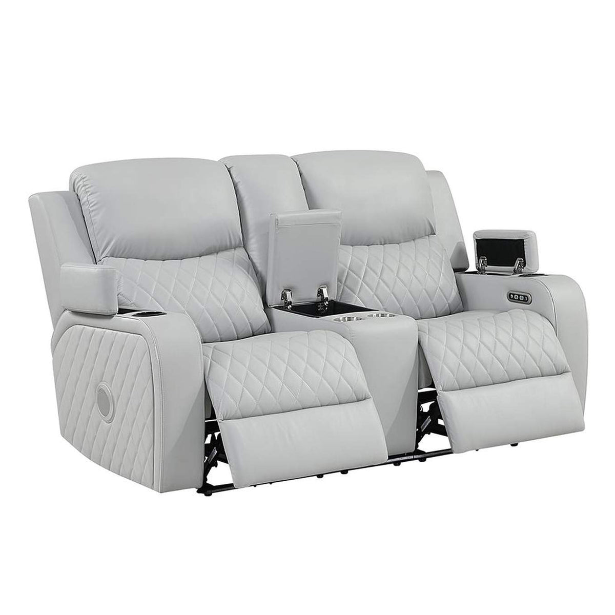 LV05901 Elonzo Power Motion Loveseat with Console, Led, Power Headrest and Speaker