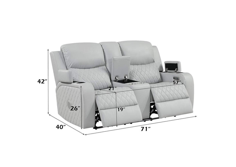 LV05901 Elonzo Power Motion Loveseat with Console, Led, Power Headrest and Speaker