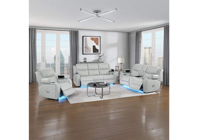 LV05901 Elonzo Power Motion Loveseat with Console, Led, Power Headrest and Speaker