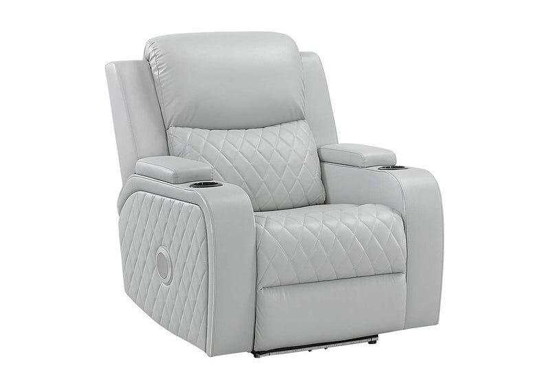 LV05902 Elonzo Power Motion Recliner W with Led, Power Headrest and Speaker