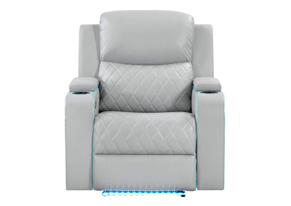 LV05902 Elonzo Power Motion Recliner W with Led, Power Headrest and Speaker
