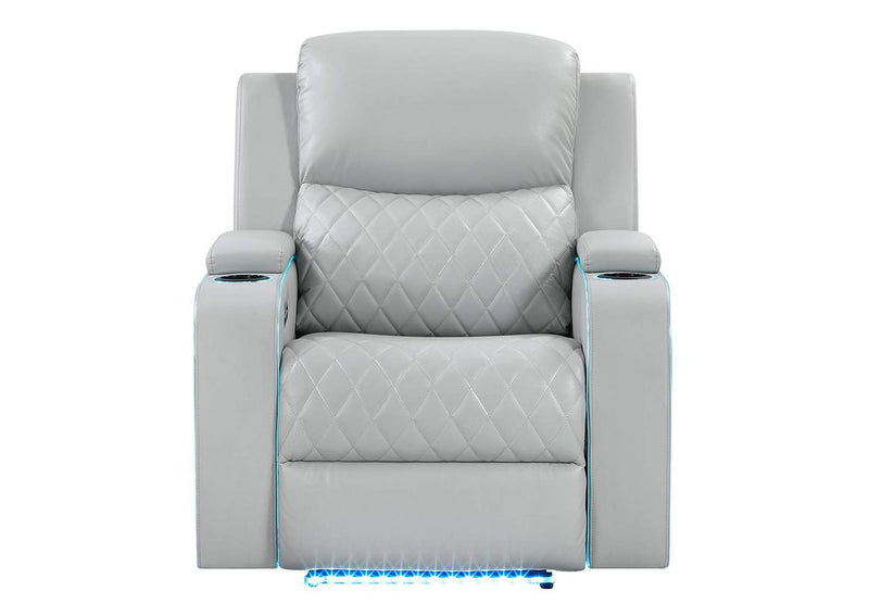LV05902 Elonzo Power Motion Recliner W with Led, Power Headrest and Speaker