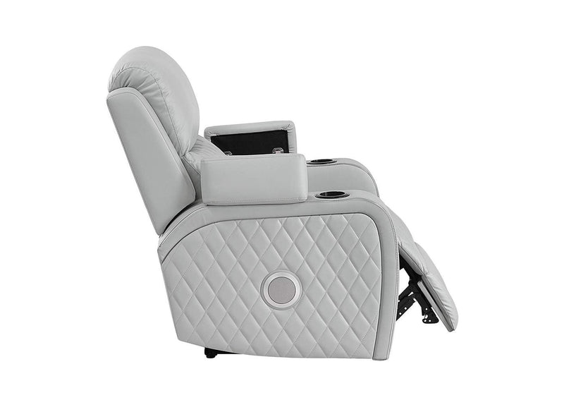 LV05902 Elonzo Power Motion Recliner W with Led, Power Headrest and Speaker