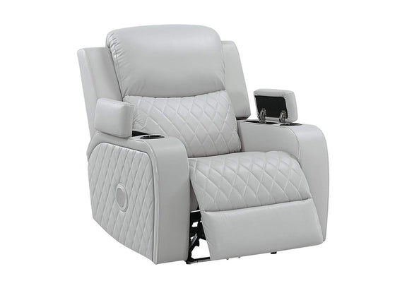 LV05902 Elonzo Power Motion Recliner W with Led, Power Headrest and Speaker