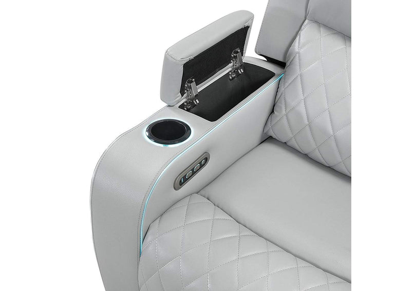 LV05902 Elonzo Power Motion Recliner W with Led, Power Headrest and Speaker