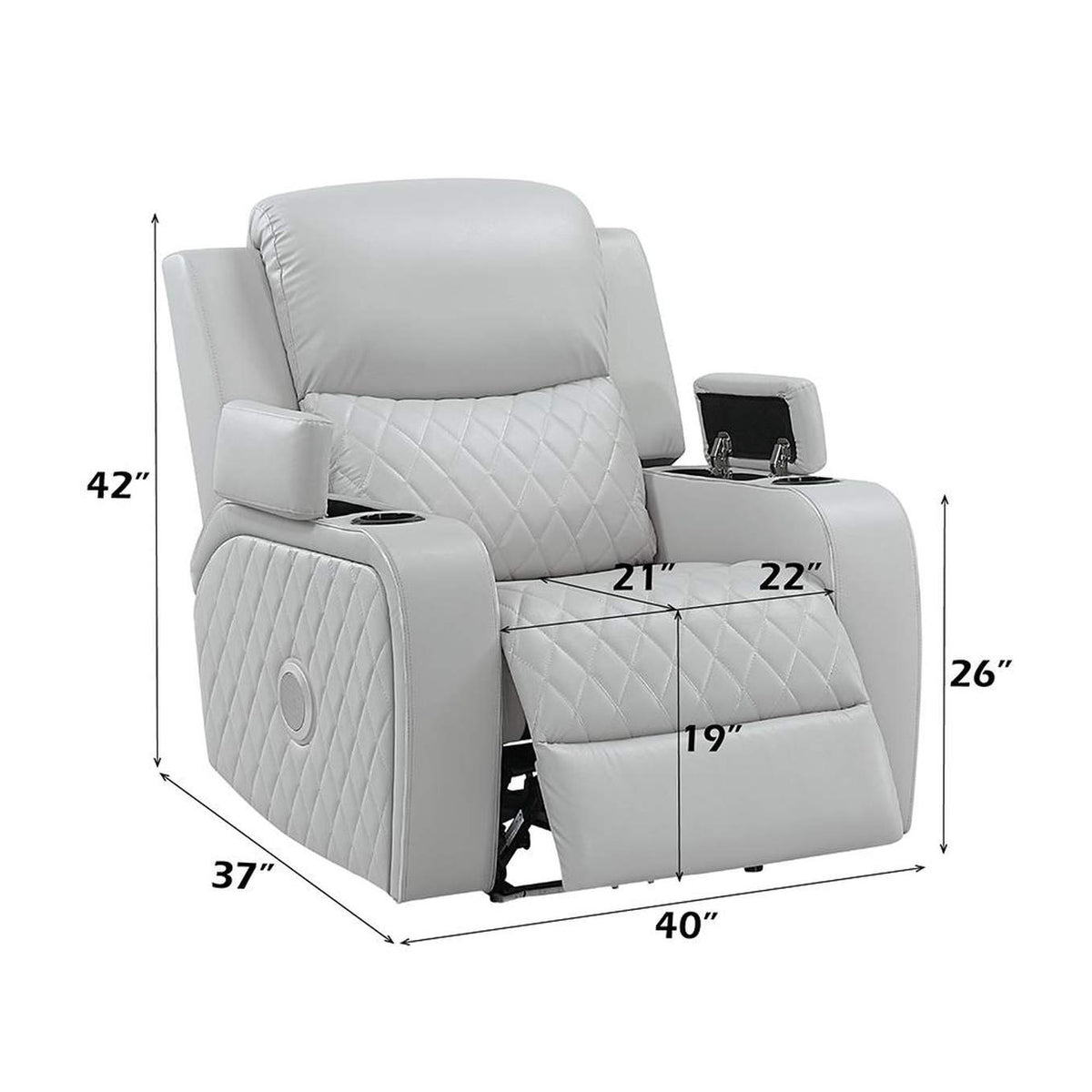 LV05902 Elonzo Power Motion Recliner W with Led, Power Headrest and Speaker