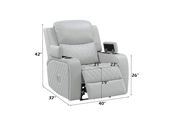 LV05902 Elonzo Power Motion Recliner W with Led, Power Headrest and Speaker