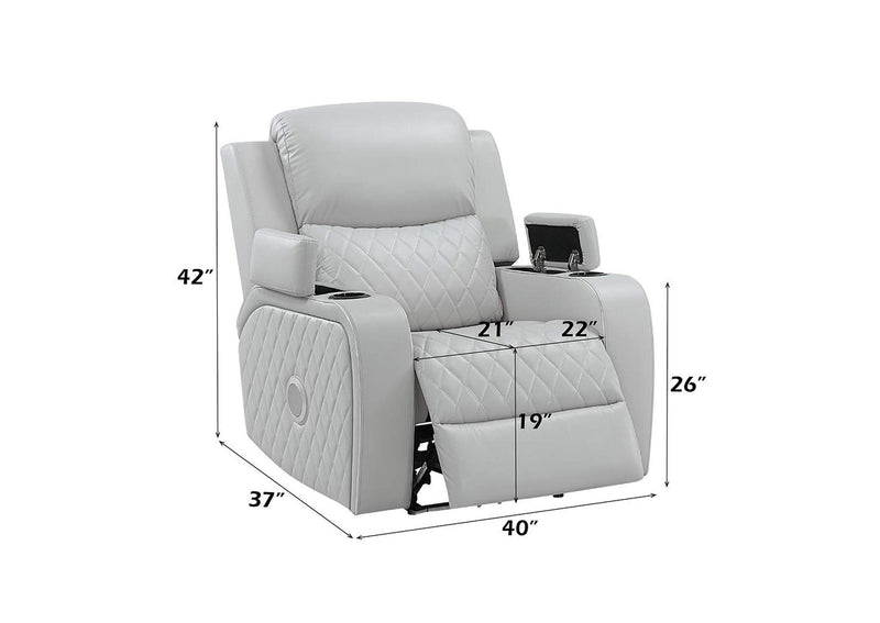LV05902 Elonzo Power Motion Recliner W with Led, Power Headrest and Speaker
