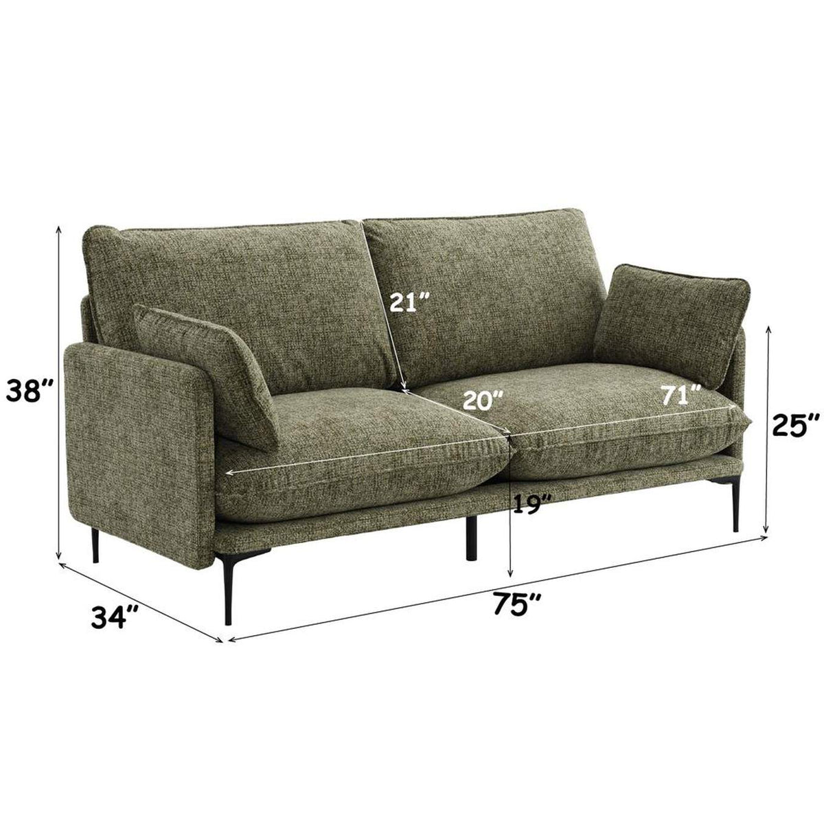 LV05950 Dalton Sofa with 2 Pillows