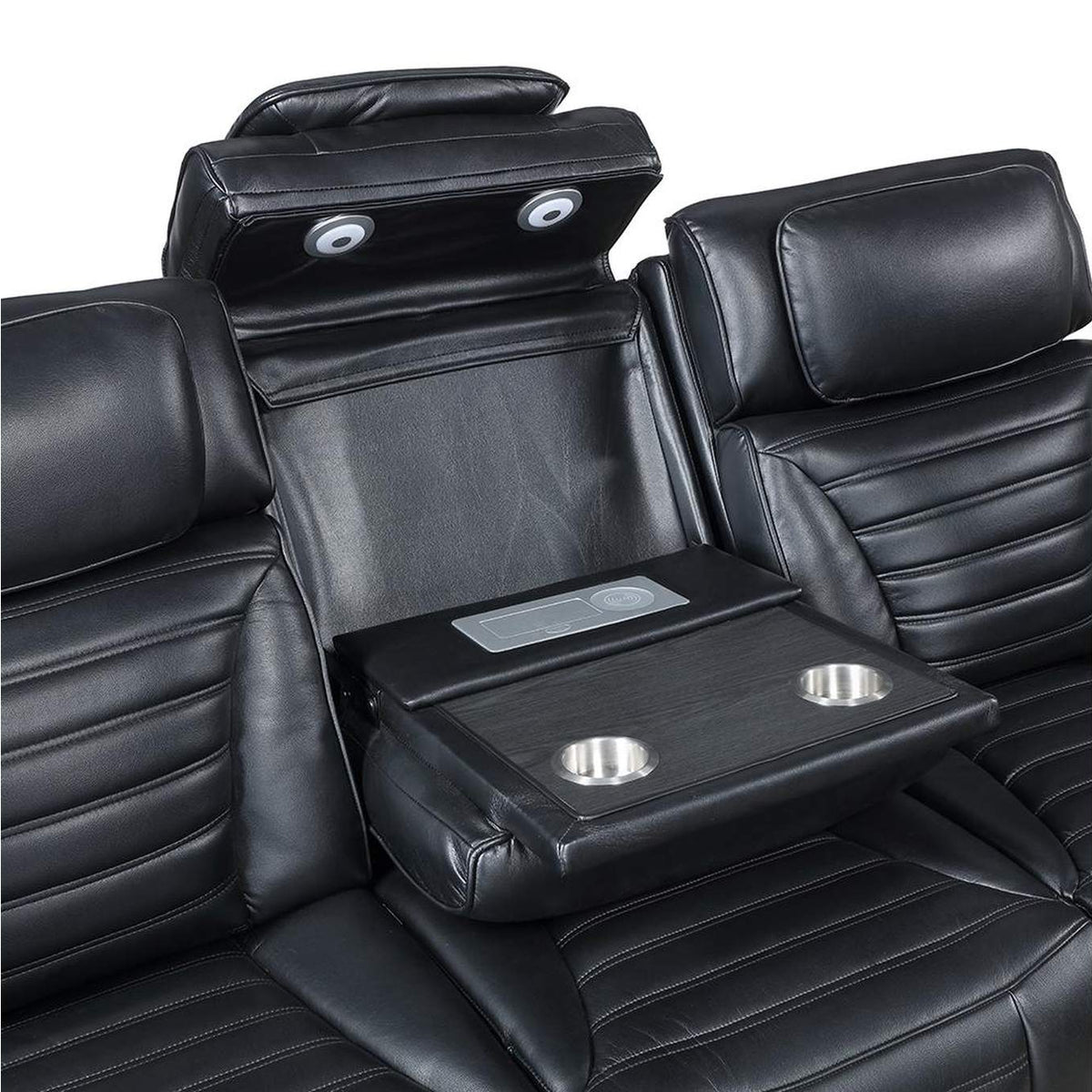 LV06080 Ephron Power Motion Sofa with Dropdown Table, Wireless Charging, Reading Light, Power Headrests and Led