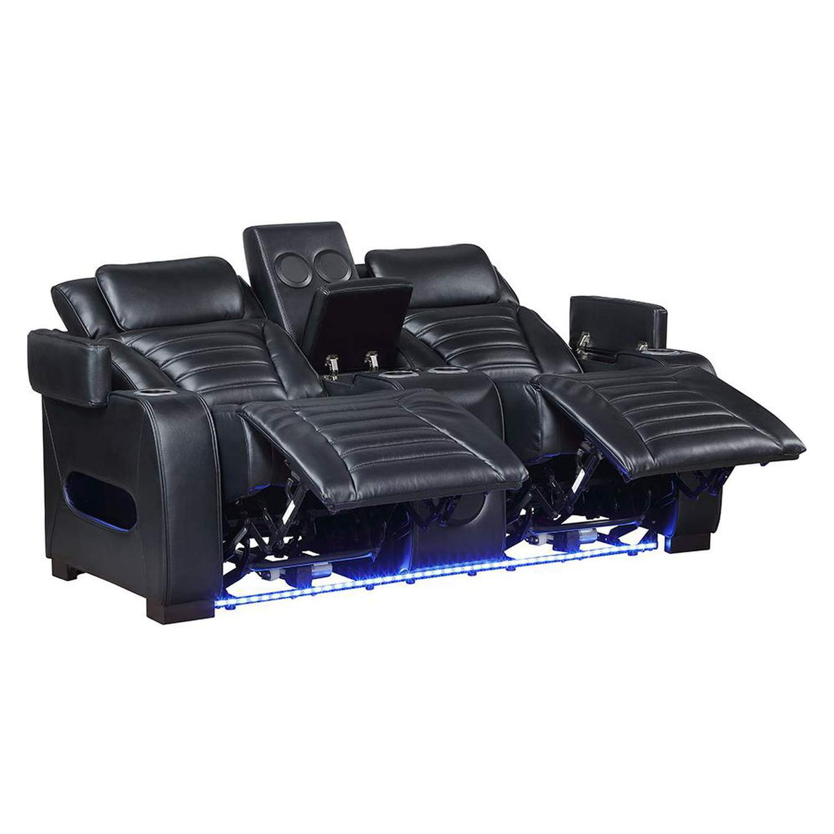LV06081 Ephron Power Motion Loveseat with Console, Power Headrests, Led and Speakers