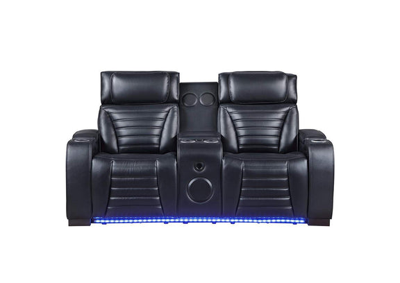 LV06081 Ephron Power Motion Loveseat with Console, Power Headrests, Led and Speakers