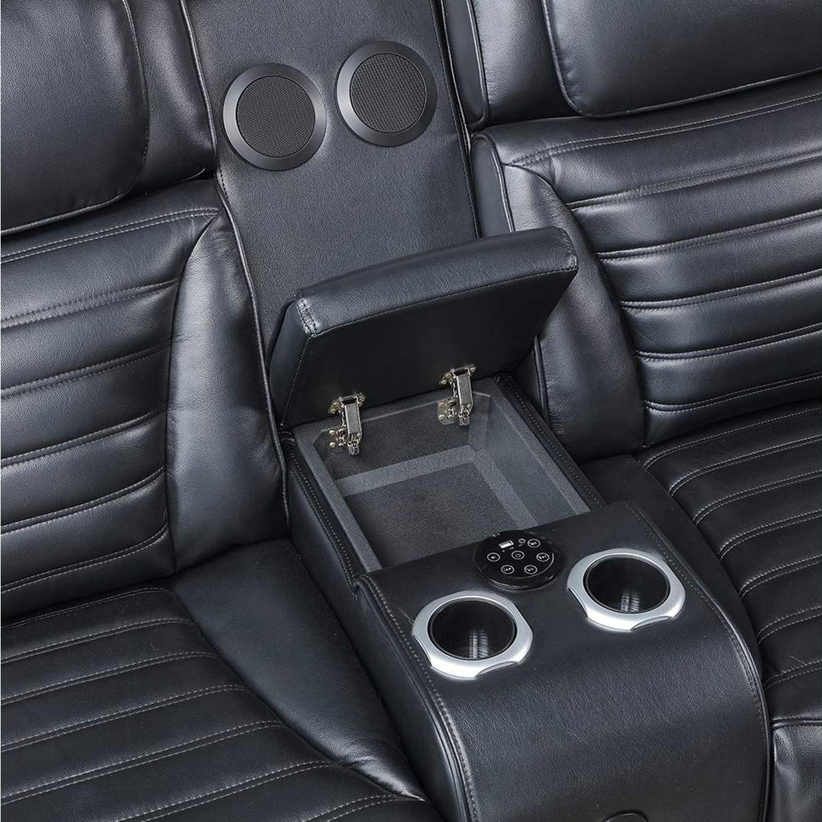 LV06081 Ephron Power Motion Loveseat with Console, Power Headrests, Led and Speakers