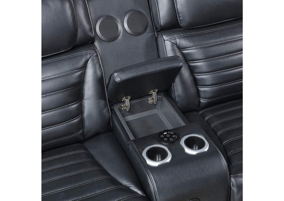 LV06081 Ephron Power Motion Loveseat with Console, Power Headrests, Led and Speakers
