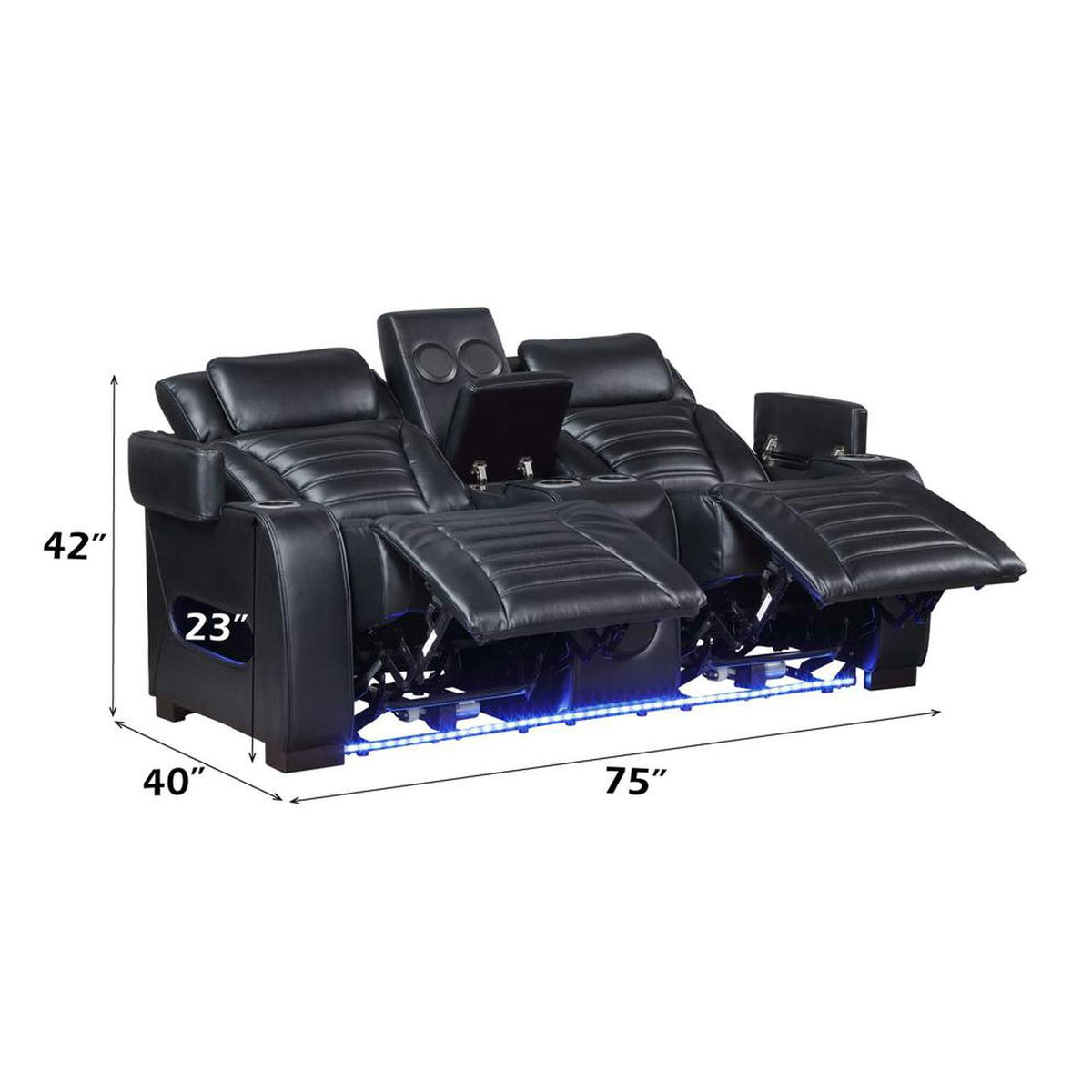 LV06081 Ephron Power Motion Loveseat with Console, Power Headrests, Led and Speakers