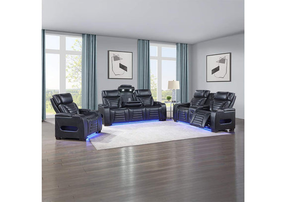 LV06081 Ephron Power Motion Loveseat with Console, Power Headrests, Led and Speakers