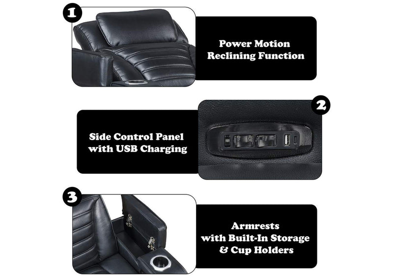 LV06082 Ephron Power Motion Recliner with Power Headrest and Led