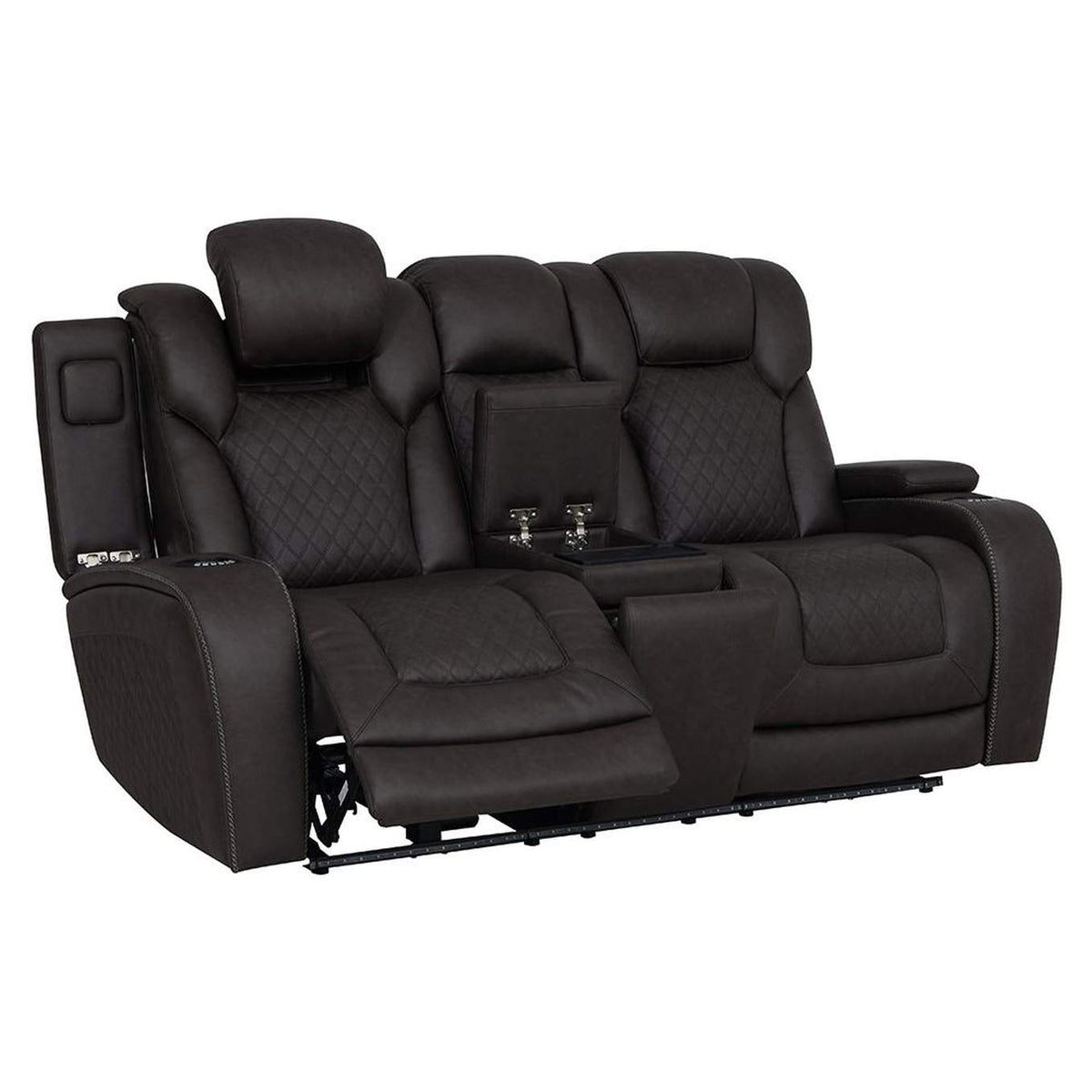 LV06221 Wendell Power Motion Loveseat with Console, Wireless Charger, Storage, USB and Led
