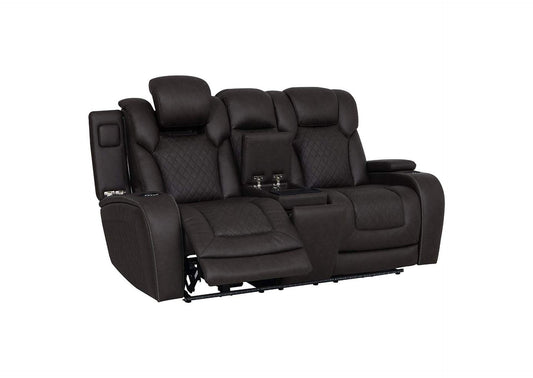 LV06221 Wendell Power Motion Loveseat with Console, Wireless Charger, Storage, USB and Led