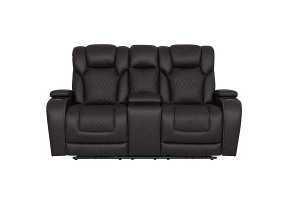 LV06221 Wendell Power Motion Loveseat with Console, Wireless Charger, Storage, USB and Led