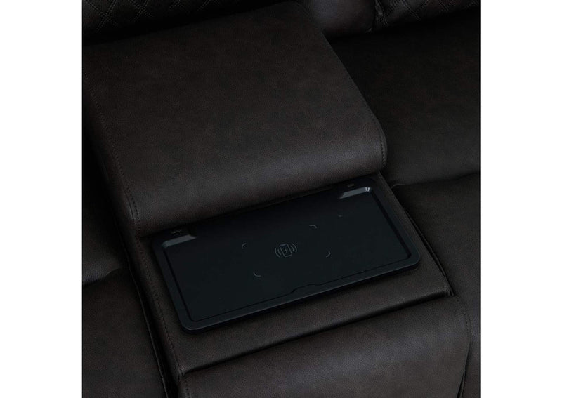 LV06221 Wendell Power Motion Loveseat with Console, Wireless Charger, Storage, USB and Led