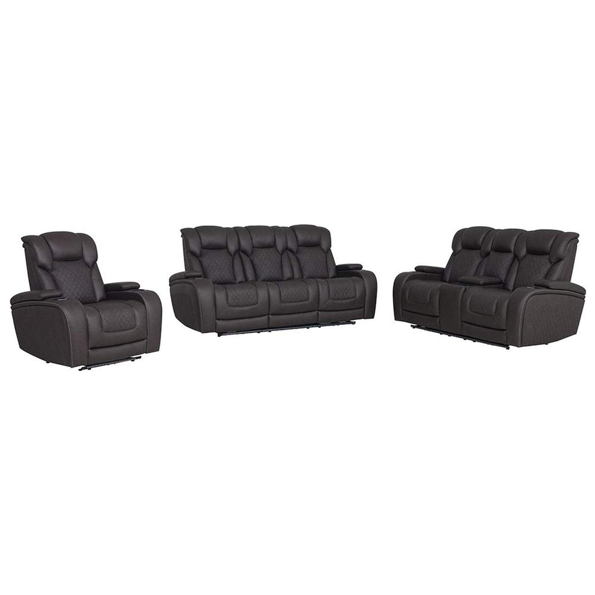LV06221 Wendell Power Motion Loveseat with Console, Wireless Charger, Storage, USB and Led