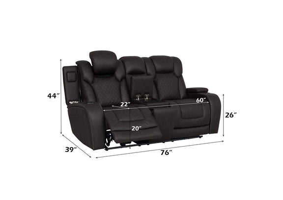 LV06221 Wendell Power Motion Loveseat with Console, Wireless Charger, Storage, USB and Led