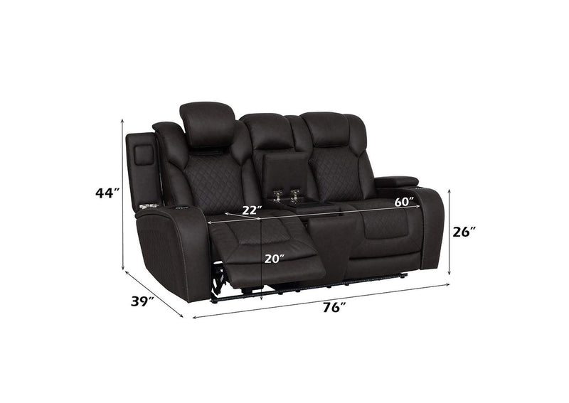 LV06221 Wendell Power Motion Loveseat with Console, Wireless Charger, Storage, USB and Led