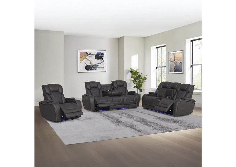 LV06221 Wendell Power Motion Loveseat with Console, Wireless Charger, Storage, USB and Led