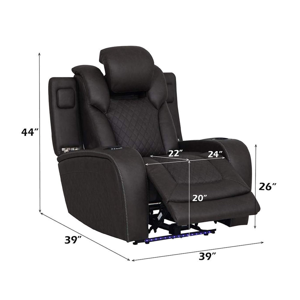 LV06222 Wendell Power Motion Recliner with Storage, USB and Led