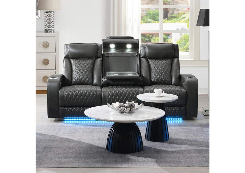 LV06230 Taddeo Power Motion Sofa with Power Headrest, USB, Wireless Charger, Led and Reading Light