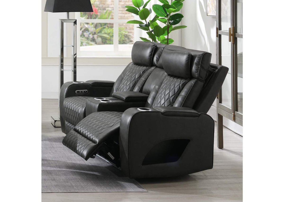 LV06231 Taddeo Power Motion Loveseat with Console, Speaker, USB, Wireless Charger and Led