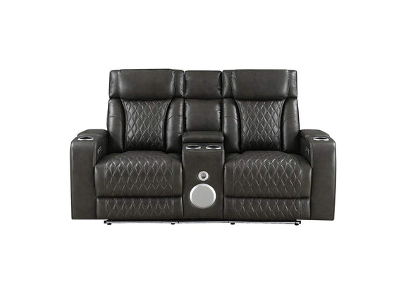 LV06231 Taddeo Power Motion Loveseat with Console, Speaker, USB, Wireless Charger and Led