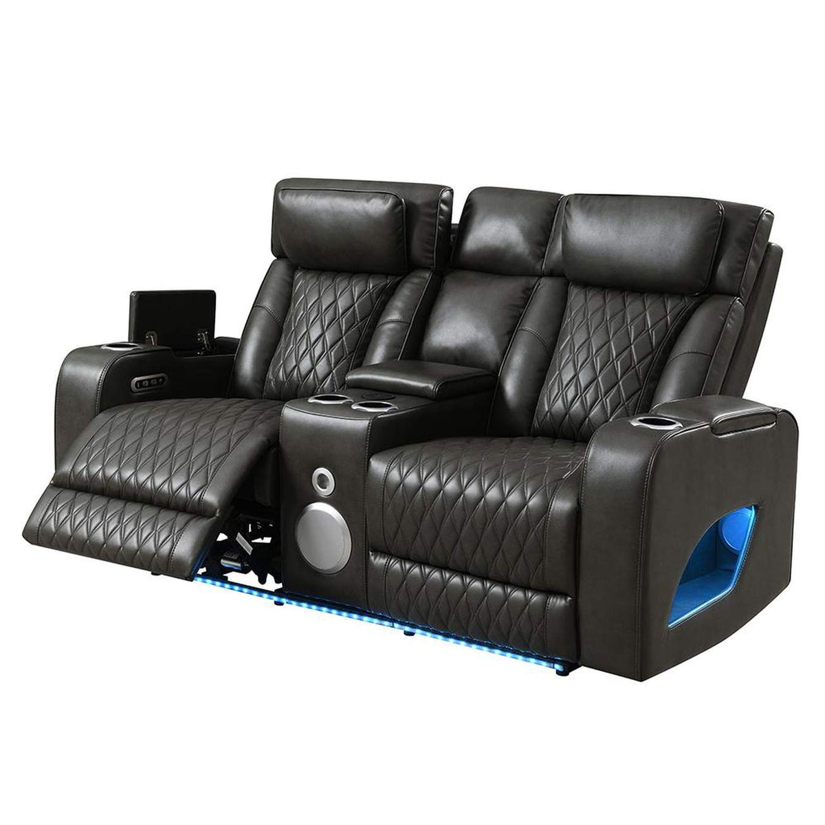 LV06231 Taddeo Power Motion Loveseat with Console, Speaker, USB, Wireless Charger and Led