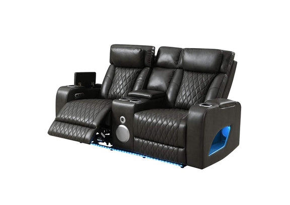 LV06231 Taddeo Power Motion Loveseat with Console, Speaker, USB, Wireless Charger and Led