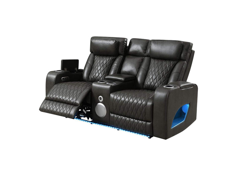 LV06231 Taddeo Power Motion Loveseat with Console, Speaker, USB, Wireless Charger and Led