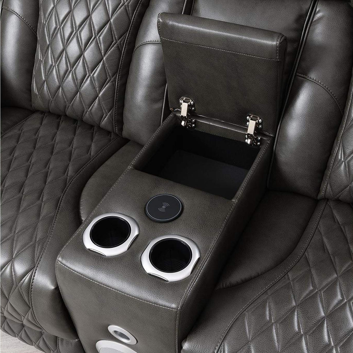 LV06231 Taddeo Power Motion Loveseat with Console, Speaker, USB, Wireless Charger and Led