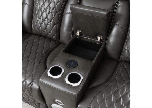 LV06231 Taddeo Power Motion Loveseat with Console, Speaker, USB, Wireless Charger and Led