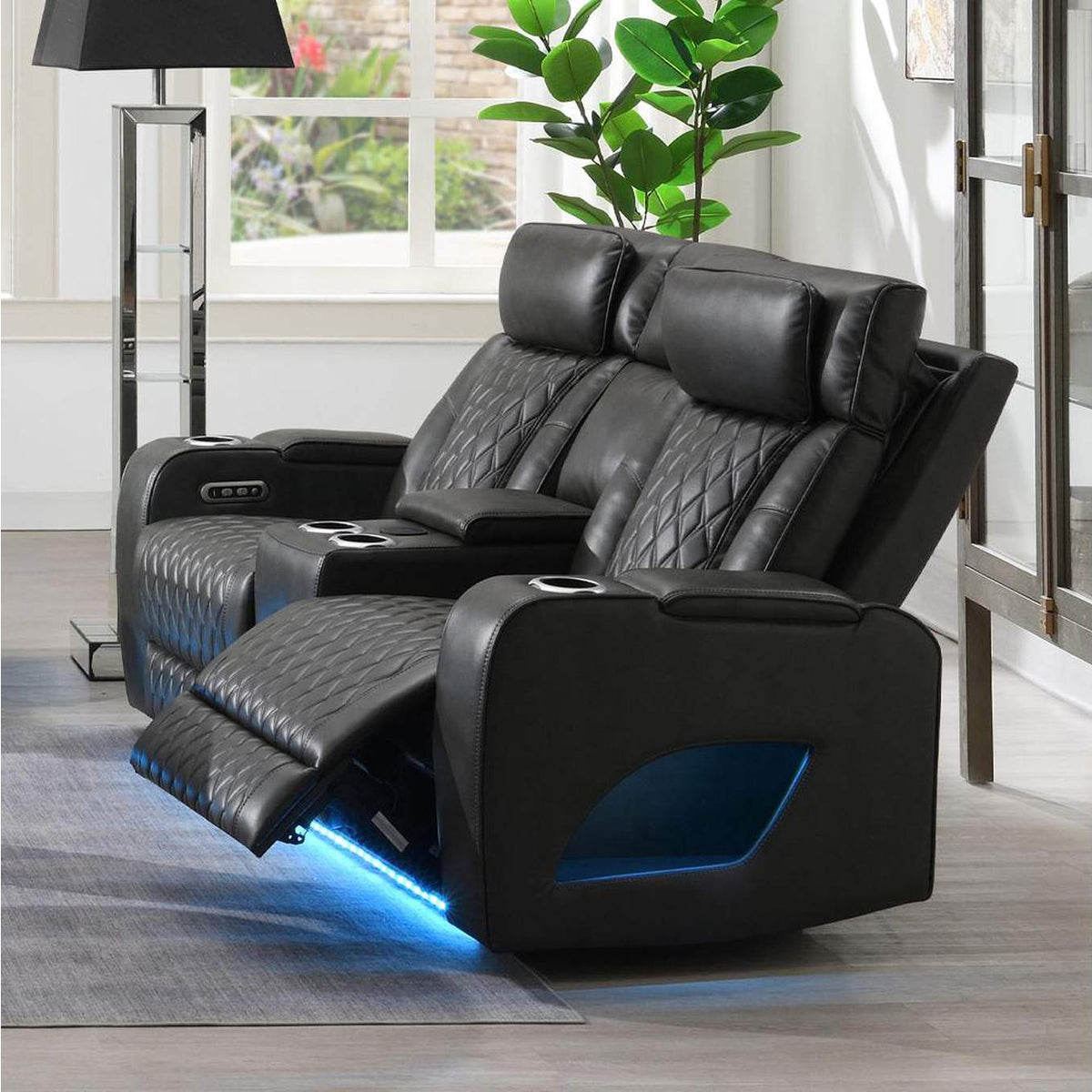 LV06231 Taddeo Power Motion Loveseat with Console, Speaker, USB, Wireless Charger and Led