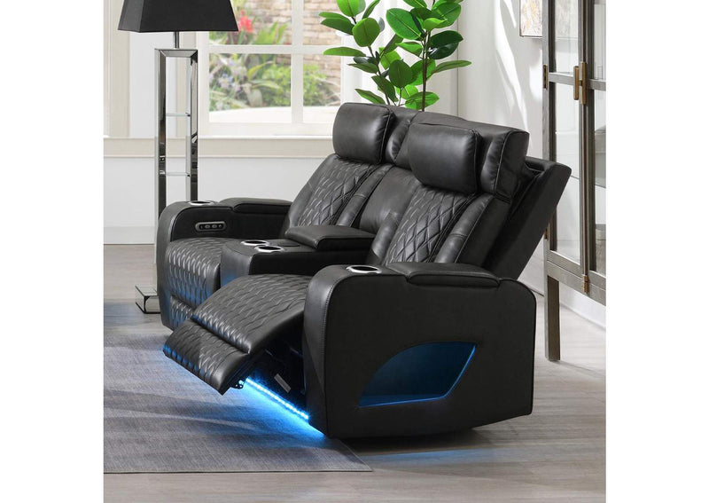 LV06231 Taddeo Power Motion Loveseat with Console, Speaker, USB, Wireless Charger and Led